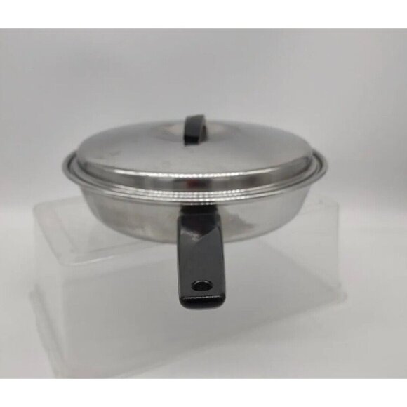 Vintage FLINT WARE-EKCO Stainless Steel 10" SKILLET Frying Pan with Lid USA - Picture 2 of 12